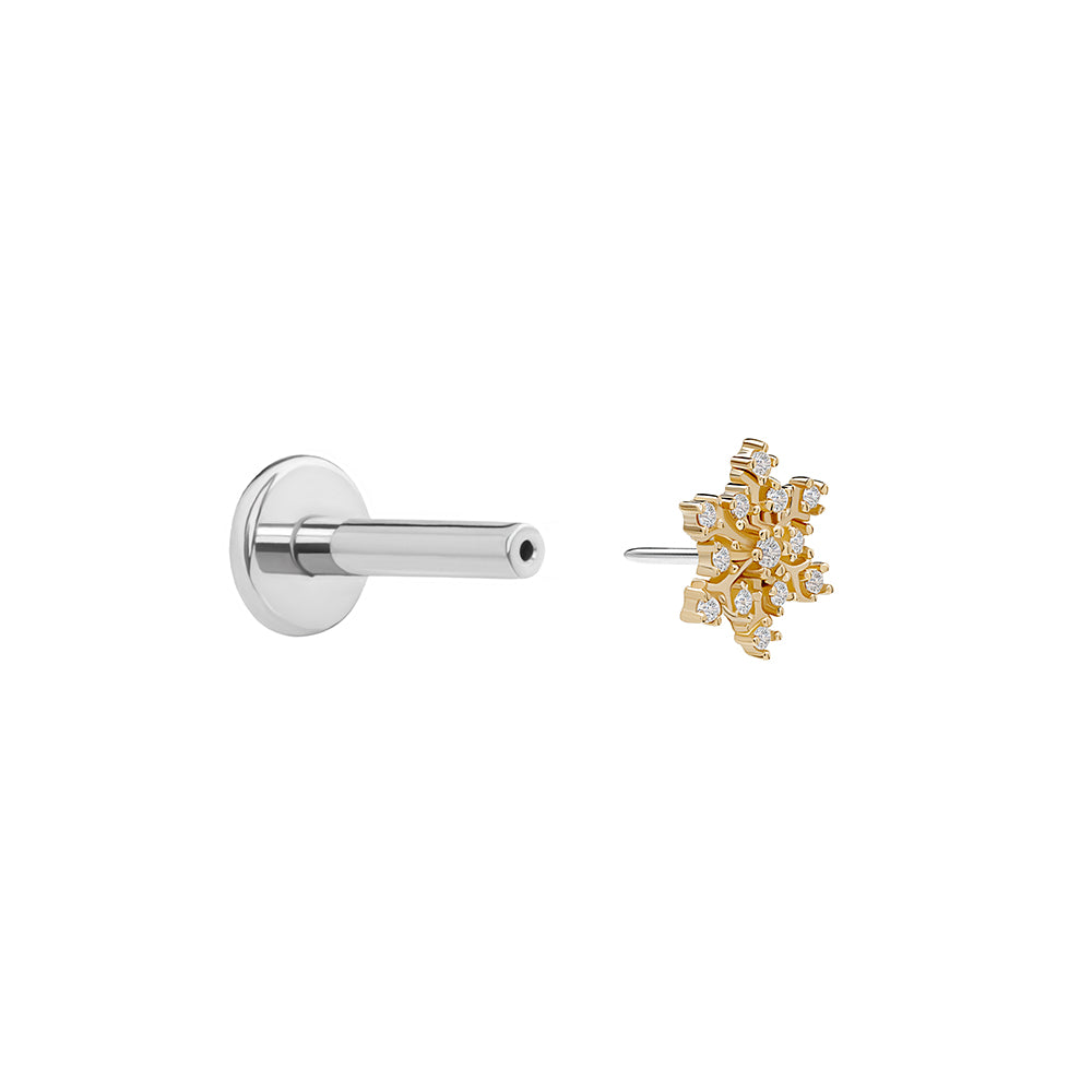 Tilum 14kt Yellow Gold Jeweled Snowflake Threadless Top — Price Per 1