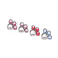 Tilum 14g-12g Internally Threaded Jewel Paw Print Cluster Top with 4mm Crystal - Price Per 1