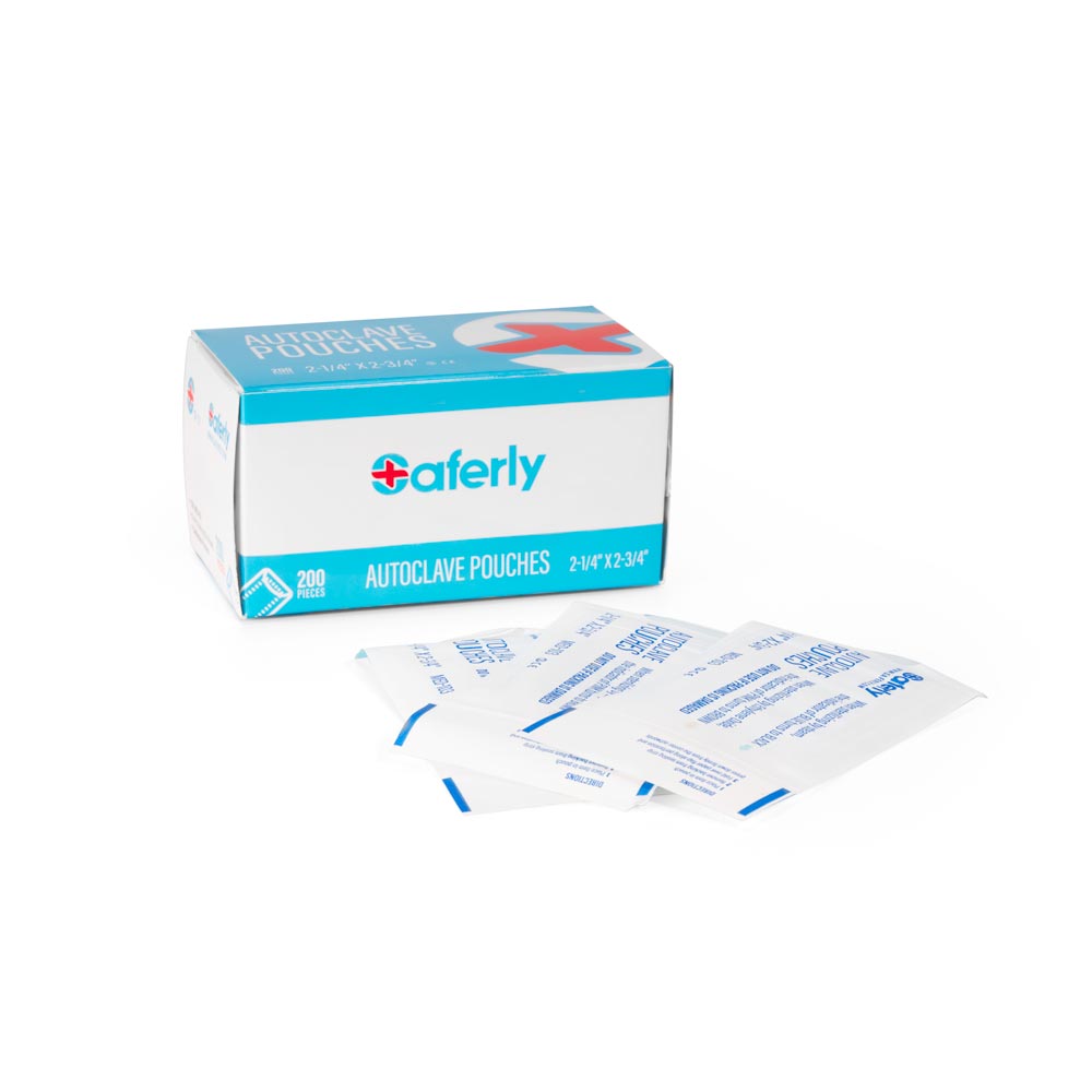 Saferly Sterilization Self-Seal Autoclave Pouches — Box of 200 — Pick Size
