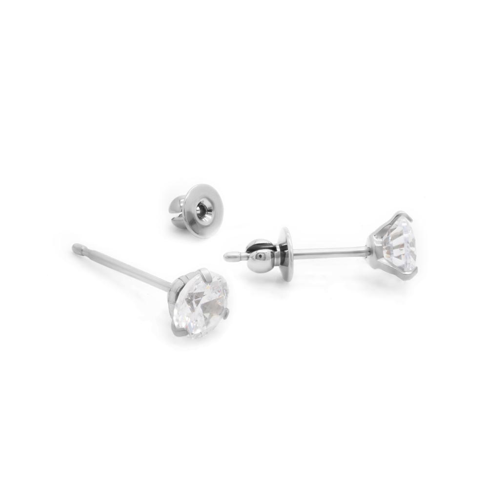Titanium Prong Set Jewel Stud Earrings — Price Per 2