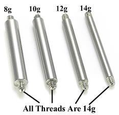 12g Replacement Straight Externally Threaded Barbell Shaft