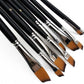 Nylon Paint Brush Set Oblique Angle Set of 9 Paint Brushes
