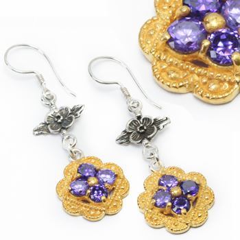 Flower n Flower Bali Gold and Silver - Indonesian French Hook Earrings