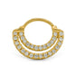 16g Septum Clicker - Jeweled 14kt Yellow Gold Plated Crescent Ring