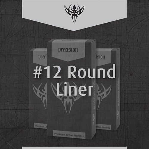 #12 Standard Round Liner — Precision Needles — Box of 50 Premade Sterilized Tattoo Needles