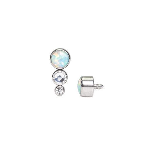 Tilum 14g-12g Internally Threaded White Opal Tear Drop Cluster Top - Choose Jewel Color - Price Per 1