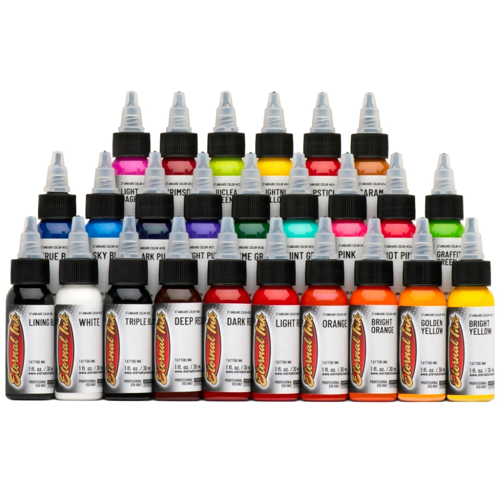 ETERNAL INK タトゥーインク 25色セット Eternal Ink Case | 25 Colors Tattoo Ink Set - Painful Pleasures