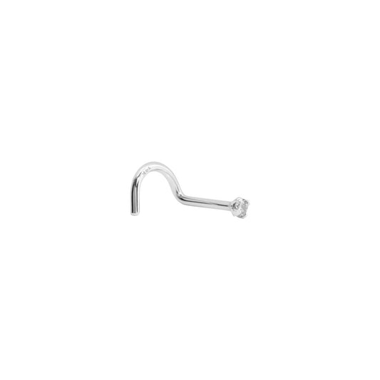 Tilum 20g 1.5mm Real (SI) Diamond White Gold Nose Screw — Right Bend
