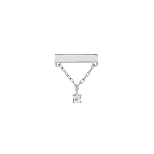 Tilum Simple Chain and Bar 14kt White Gold Threadless Top — Price Per 1