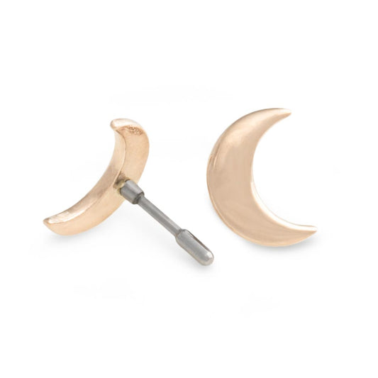 18g, 16g, or 14g Crescent Moon 14kt Yellow Gold Push Pop Top — Price Per 1