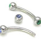 16g Micro Jeweled Eyebrow Bent Barbell with 180 Degree Gem Balls