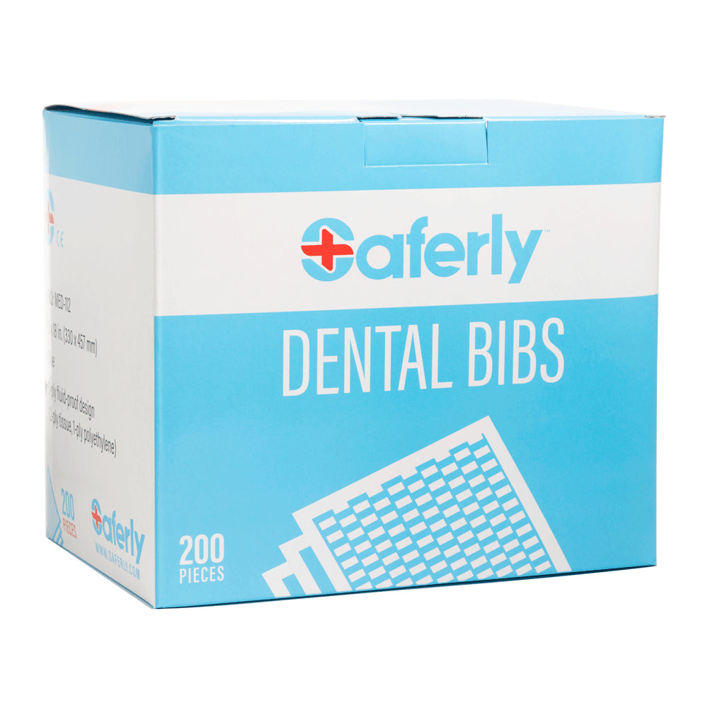Saferly Dental Bibs 13" x 18" — Box of 200 — Pick Color