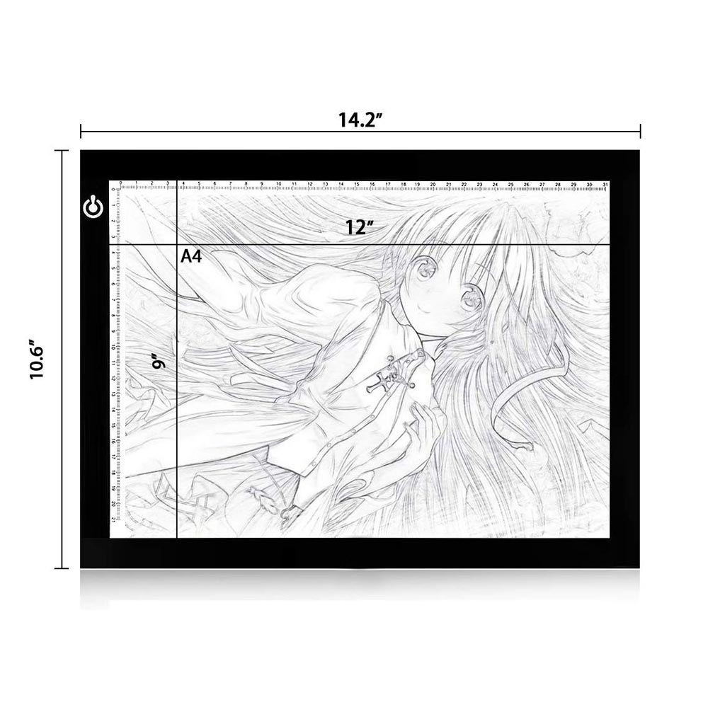 Precision Ultra Thin Tracing Light Box for tattoo stencils shown with USB cable