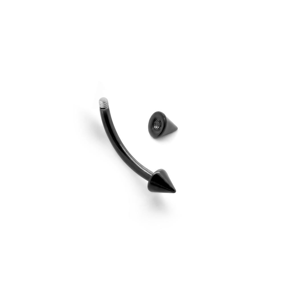 16g Externally Threaded PVD Black Titanium Bent Barbell w/ Cones — Price Per 1