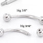 16g E-Z Piercing Curved Bent Barbell Step-Down Threaded