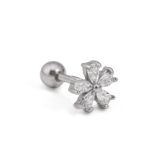 16g Steel Ear Jewelry with Crystal-Petaled Blossom — Price Per 1