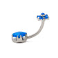 14g 7/16” Internally Threaded Princess-Cut Opal Steel Belly Button Ring with Opal Flower Top — Dark Lapis