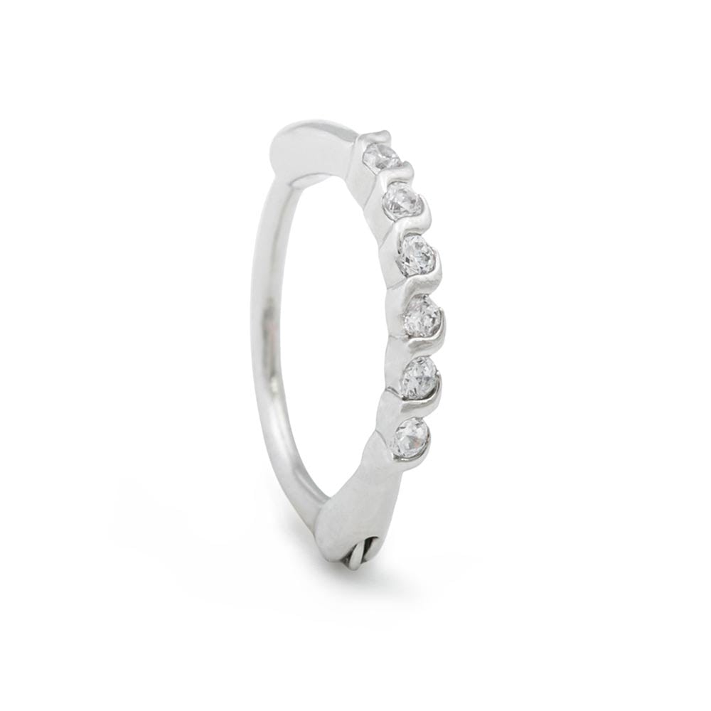 18g 3/8” Entwined Crystal Band Rhodium Plated Clicker