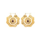 16g Polished Brass Red Jeweled Clematis Earrings shown as pair