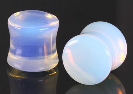 Double Flare Opalite Glass Plug — Price Per Pair
