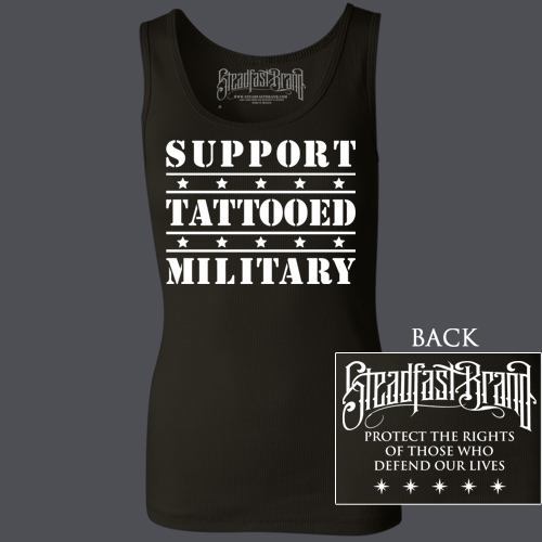 SUPPORT Tattooed Military Women's Black TANK by Steadfast