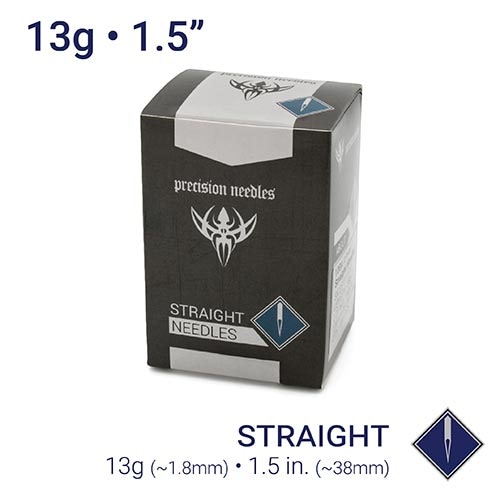 13g Sterilized 1.5" Body Piercing Needles — Box of 100