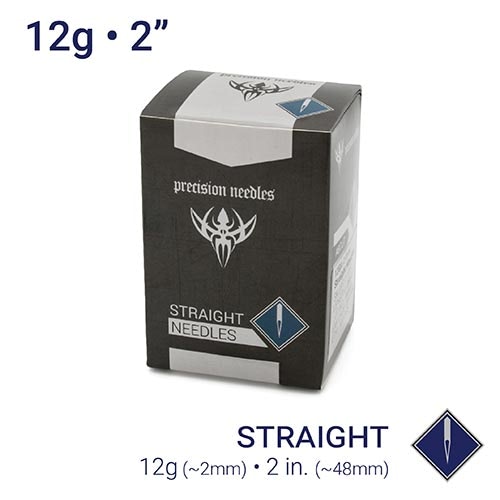 12g Sterilized 2" Body Piercing Needles — Box of 100