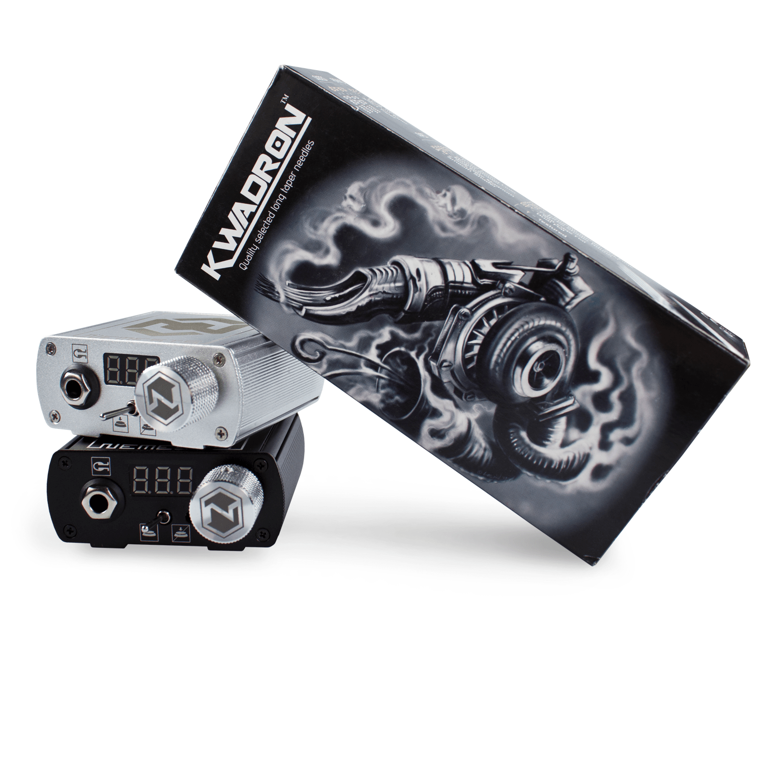 Nemesis Professional Tattoo Power Supply in Silver by Kwadron Black and Silver 2