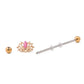 14g 1 1/2” Industrial Barbell with Pink Opal Lotus Flower Charm