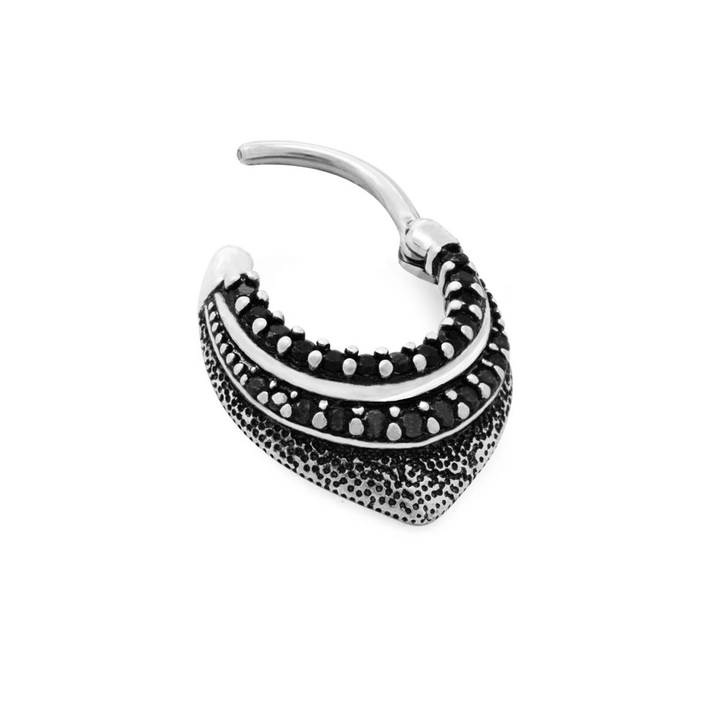 16g Black and Smoke Jewels Tiered Septum Clicker