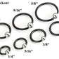 Titanium Captive Bead Ring - Size Chart