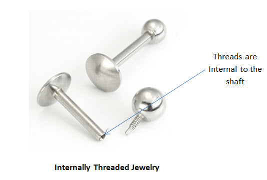 Internally Threaded Jewelry Compatible Jewelry