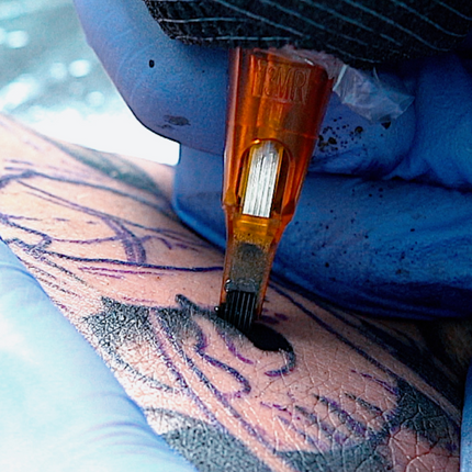 Up close take of tattoo shading