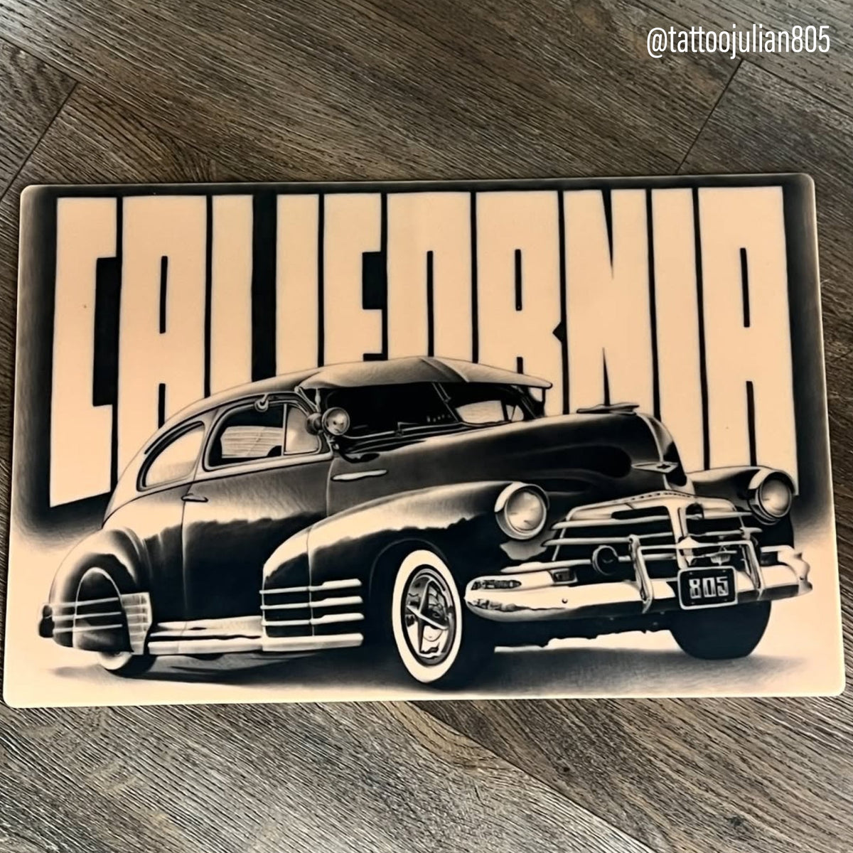 Classic cars tattooed on a practice skin sheet Tattoo Practice Skin Guide: Best Fake Skins for Practicing Tattoo Technique