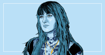 Illustrated portrait of tattoo artist Mandy Fabrizi