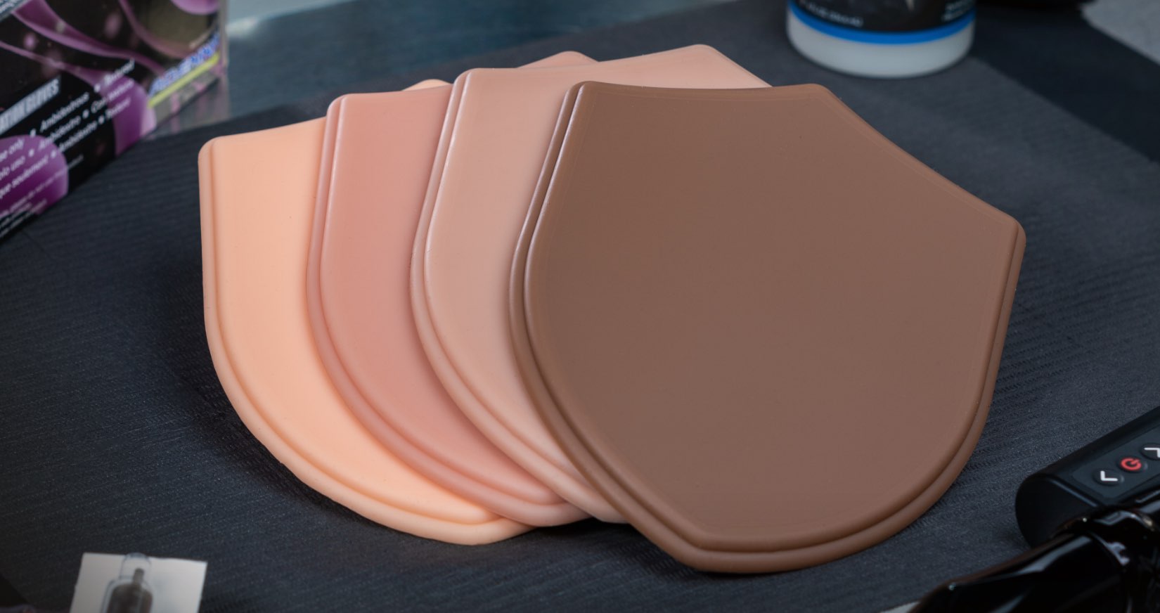 Array of tattooable Micro series tattooable shields by A Pound of Flesh in 4 Fitzpatrick skin tones Introducing New A Pound of Flesh Fitzpatrick Skin Tone Canvases