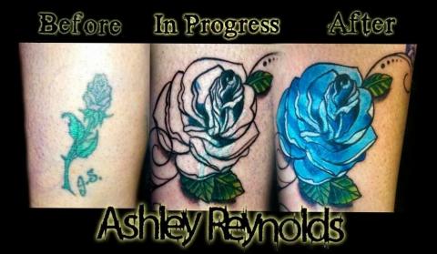 Rose Cover-up Tattoo by Tattoo Artist Ashley Reynolds of Body Mod Ink in Annapolis Mall Can My Tattoo Be Covered Up?