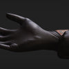 Tattoo artist putting on latex black tattoo glove