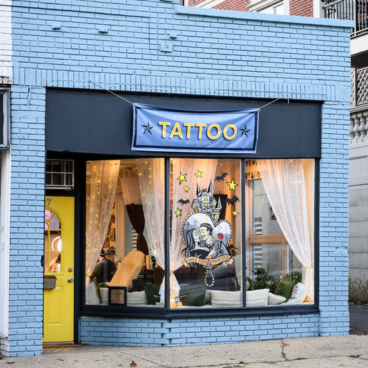 Tattoo shop front window
