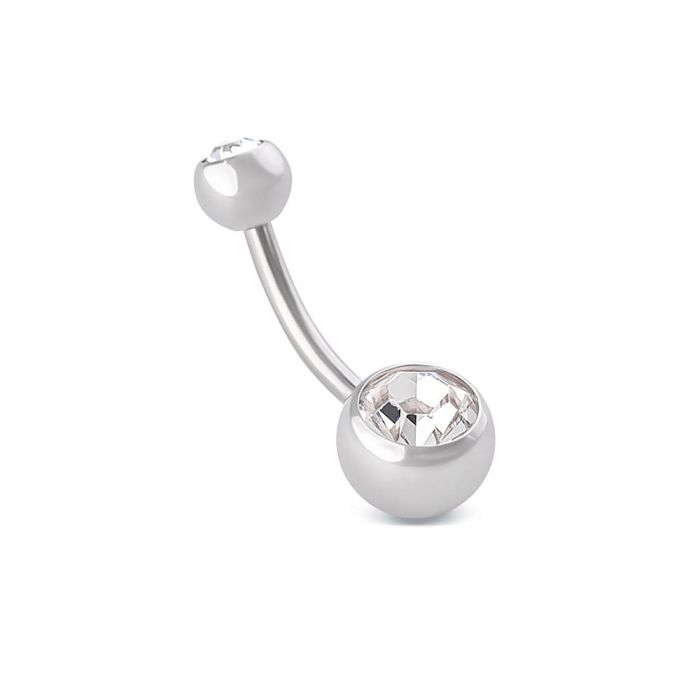 Photo of double crystal jeweled navel ring|Photo of jeweled butterfly belly button ring|Photo of synthetic opal titanium belly button ring