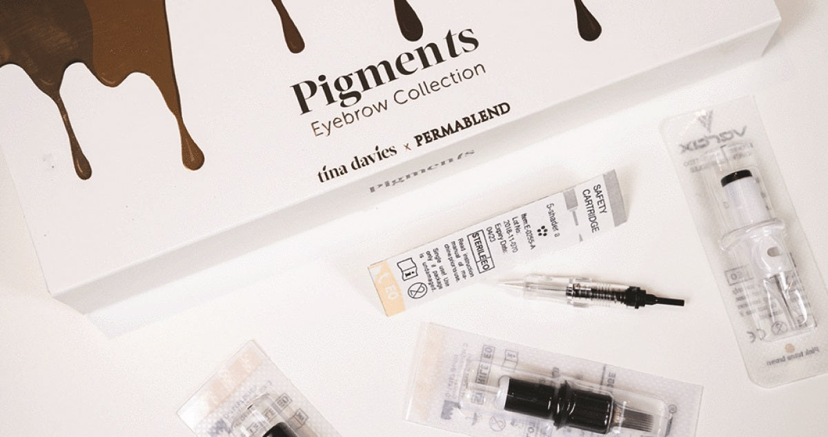 Top permanent makeup inks and supplies in a collage Top Must-Haves for PMU Artists