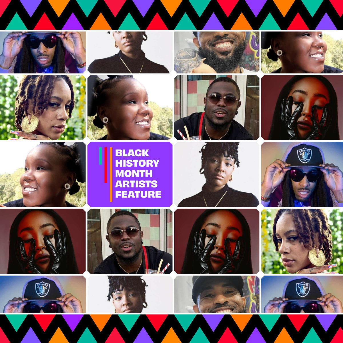 Collage of 7 headshots of black tattoo artists