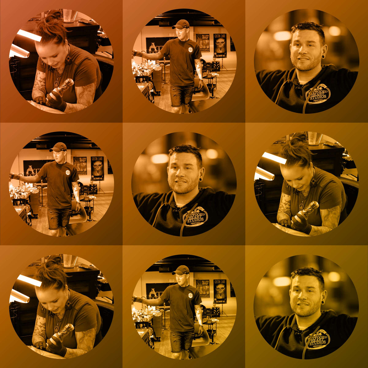 Collage of tattoo artists