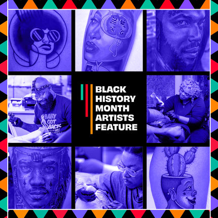 Montage of tattoos by Black tattoo artists