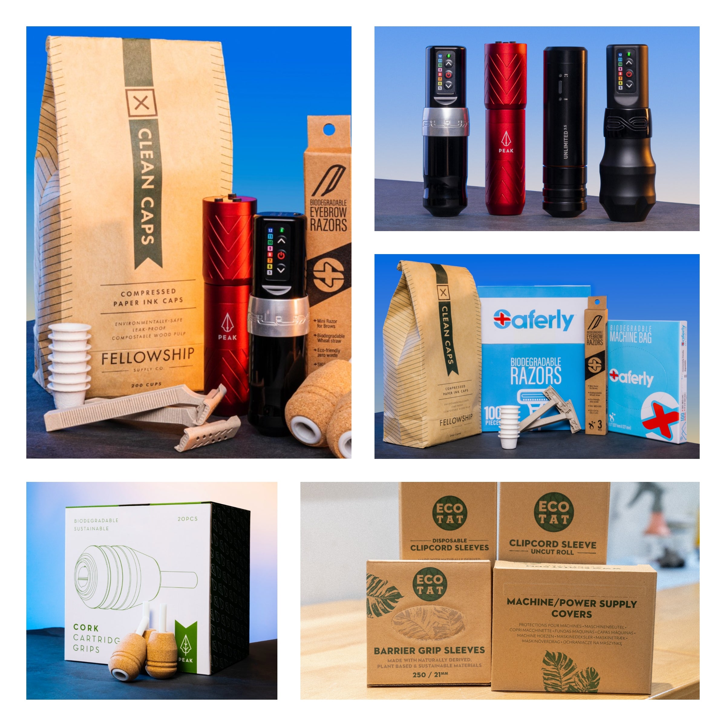 Collage of eco-friendly tattoo supplies 5 Tips for Going Green in the Tattoo Industry