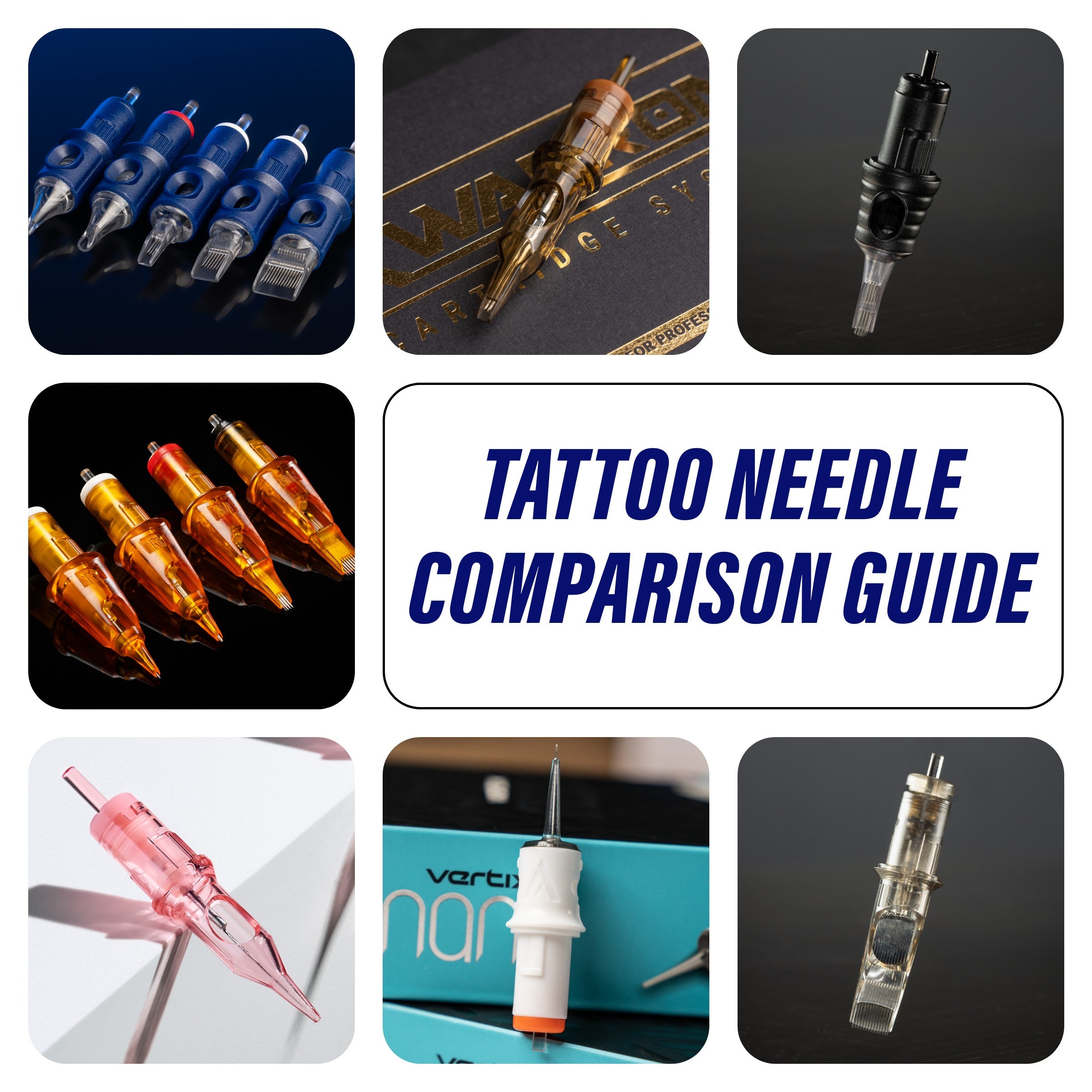 Infographic showing all needle configurations Your COMPLETE Tattoo Needle Cartridge Comparison Guide