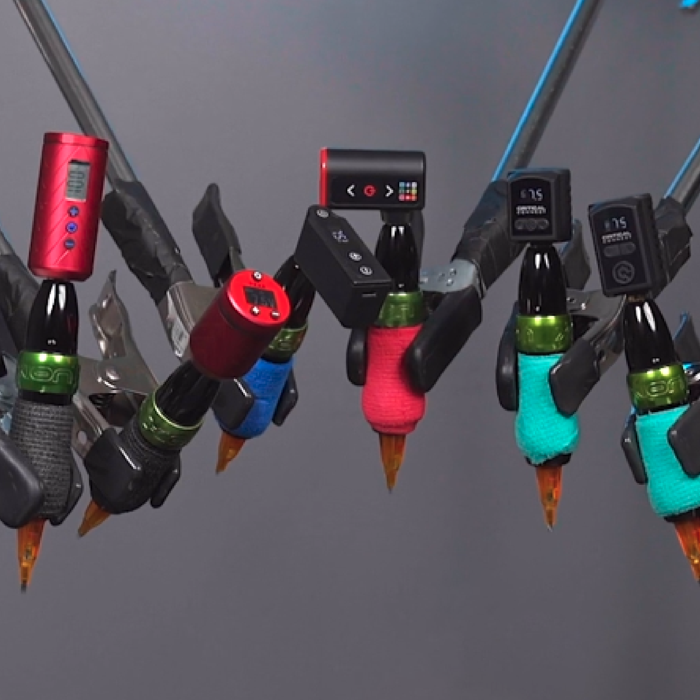 Close-up of multiple tattoo battery packs