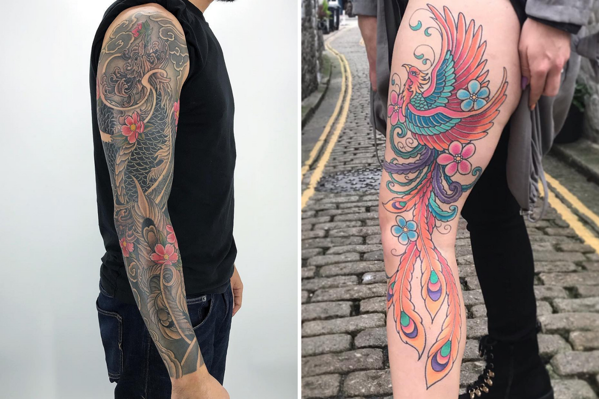 phoenix tattoos, traditional japanese tattoos, animal tattoos, mythology tattoos