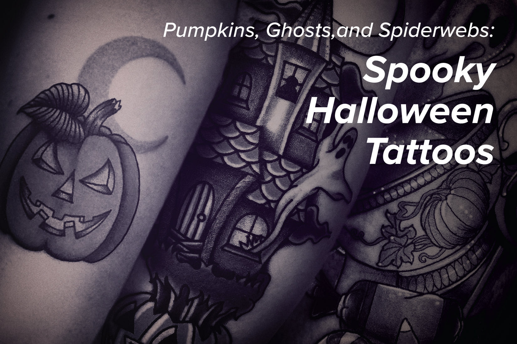 halloween tattoos, horror tattoos, traditional tattoos Pumpkins, Ghosts, and Spiderwebs: Spooky Halloween Tattoos