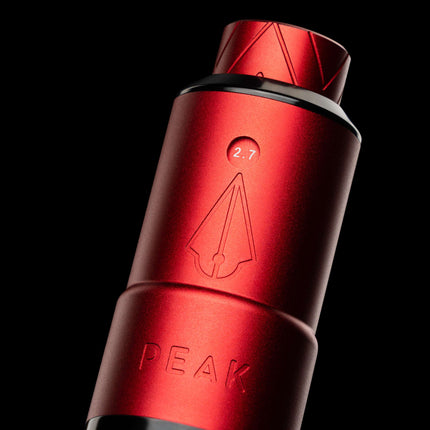 The Peak Proteus pen features a stroke length adjustment knob with 7 stroke length options